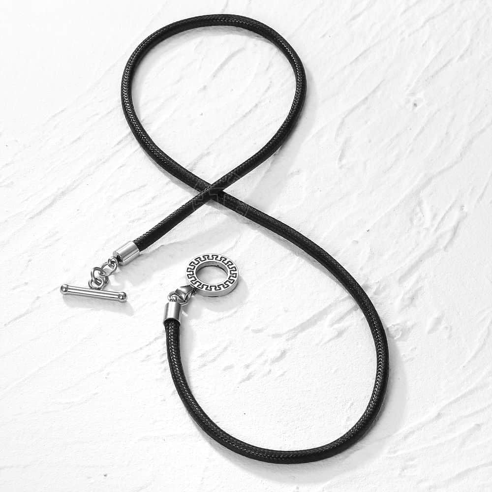 Brown Black Man-made Leather Necklaces
