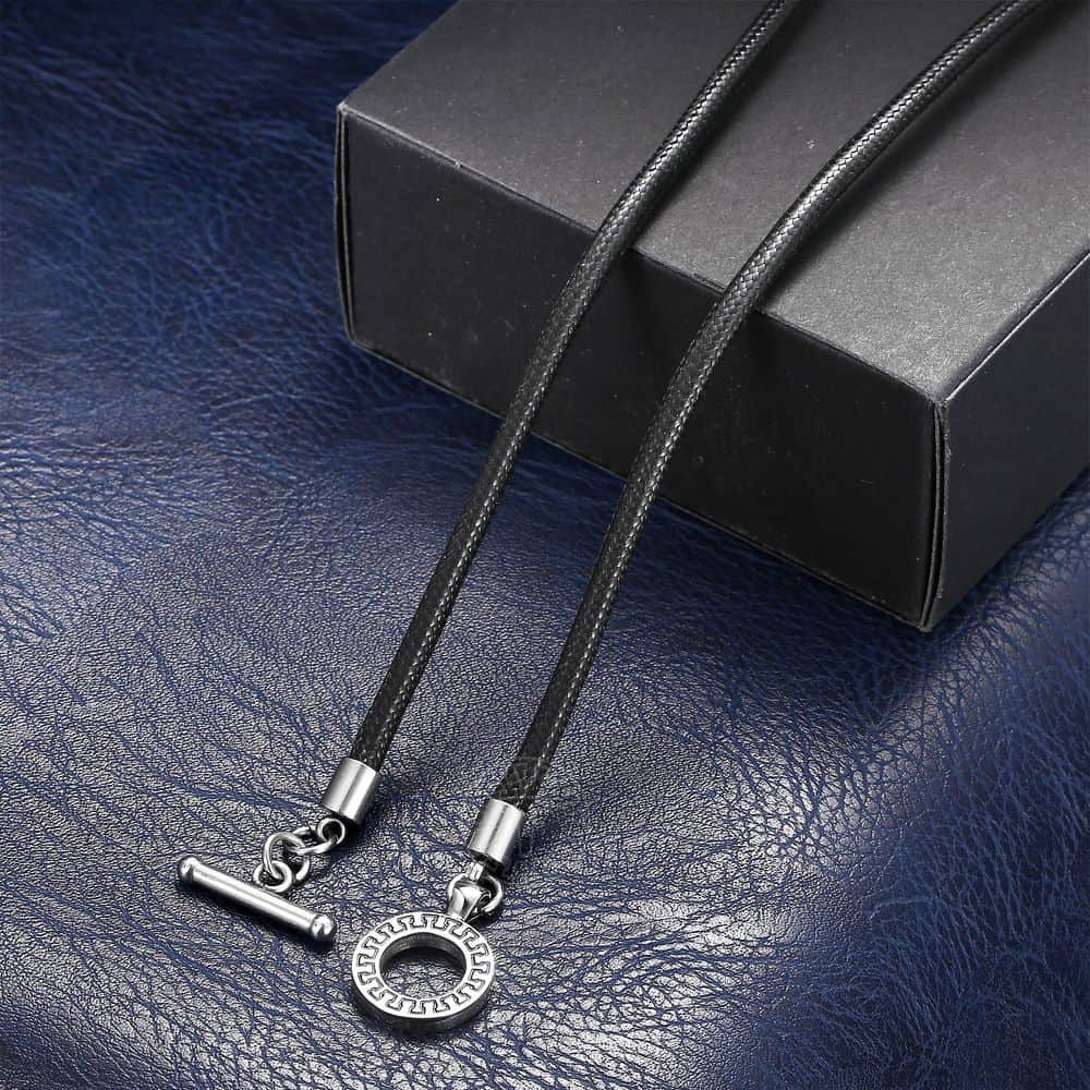 Brown Black Man-made Leather Necklaces