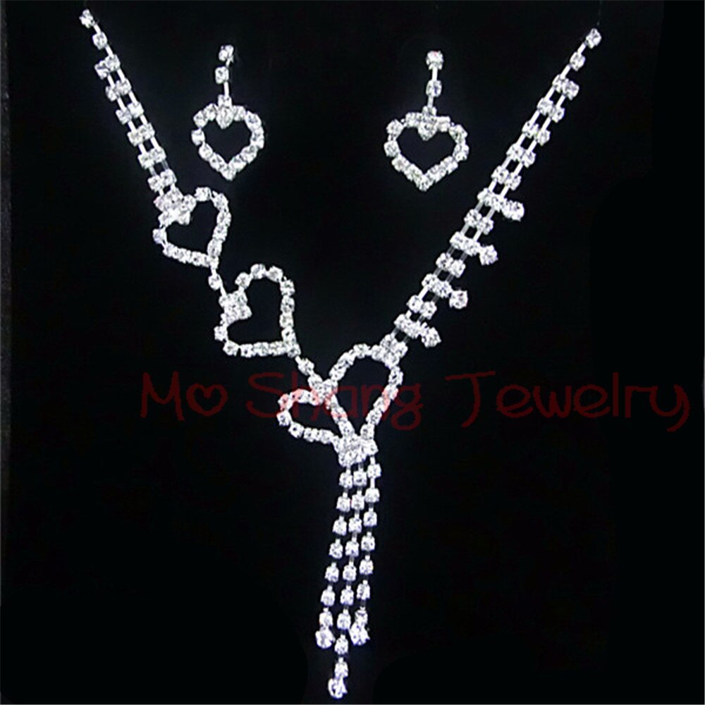 White Crystal Rhinestones Silver Plated  Jewelry Set