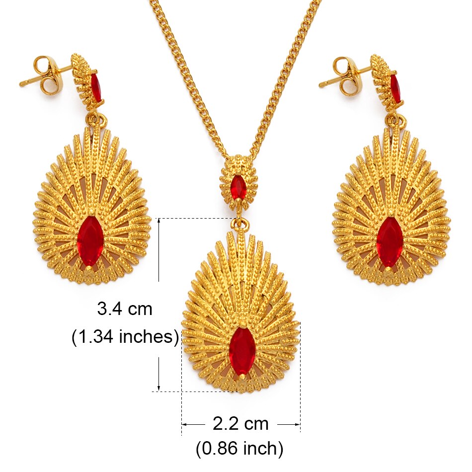 Gold Color  African Necklace Earrings Jewelry sets