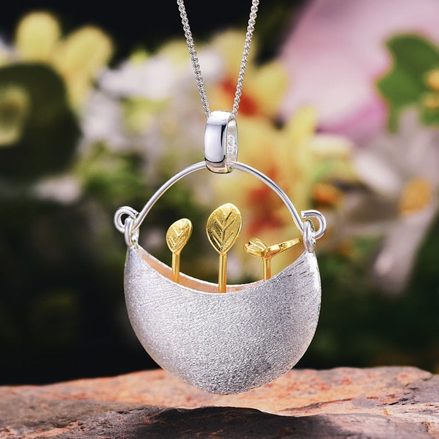 925 Sterling Silver My Little Garden Design Pendant without Necklace