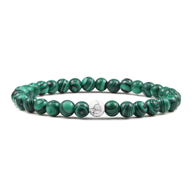 Couples   Classic Black Matte Green Malachite Bracelets