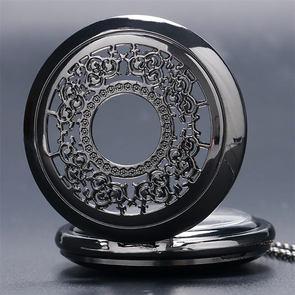 Hollow Silver Pendant Fob Pocket Watch With Necklace