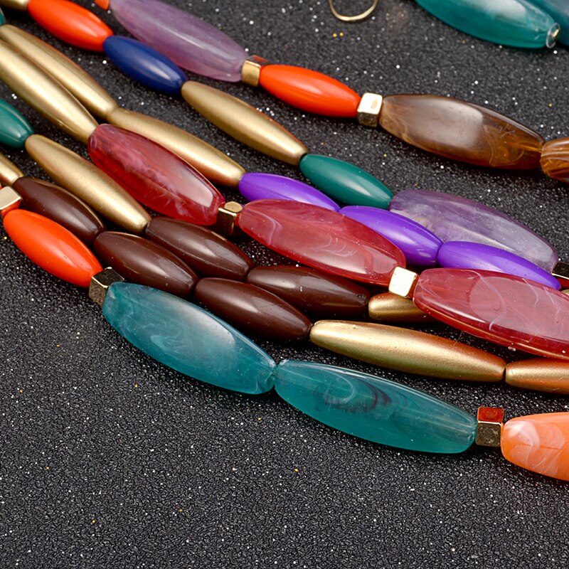 Newest fashion color beads multi layer necklace  jewelry set