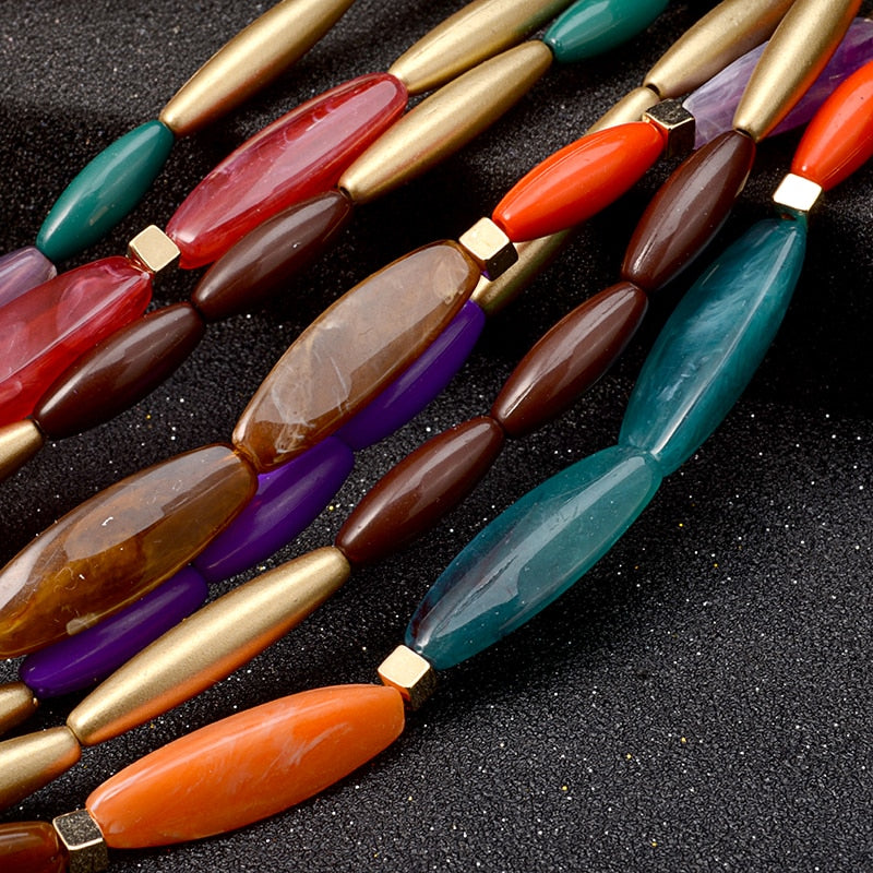 Newest fashion color beads multi layer necklace  jewelry set