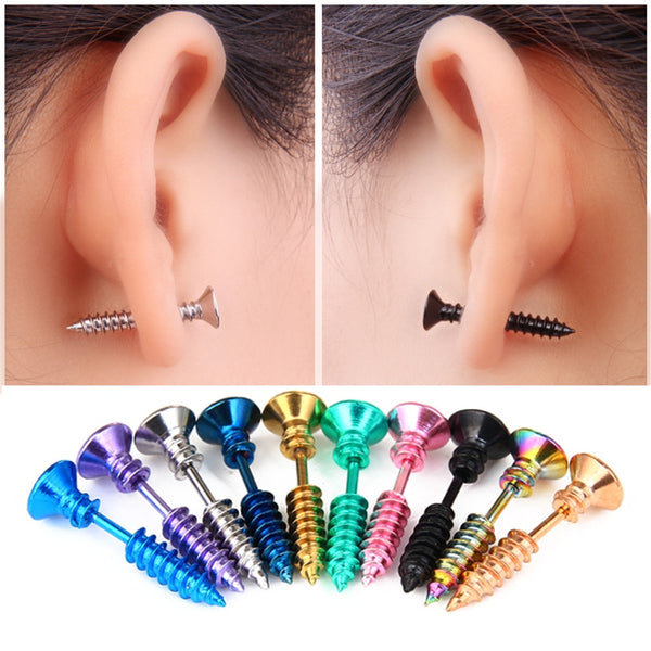 punk stainless steel Screw stud earrings