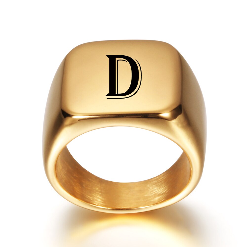 Personalised Initial Engrave  Alphabet Signet  Ring