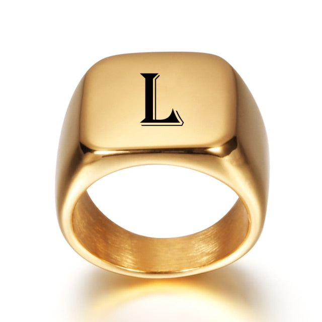 Personalised Initial Engrave  Alphabet Signet  Ring