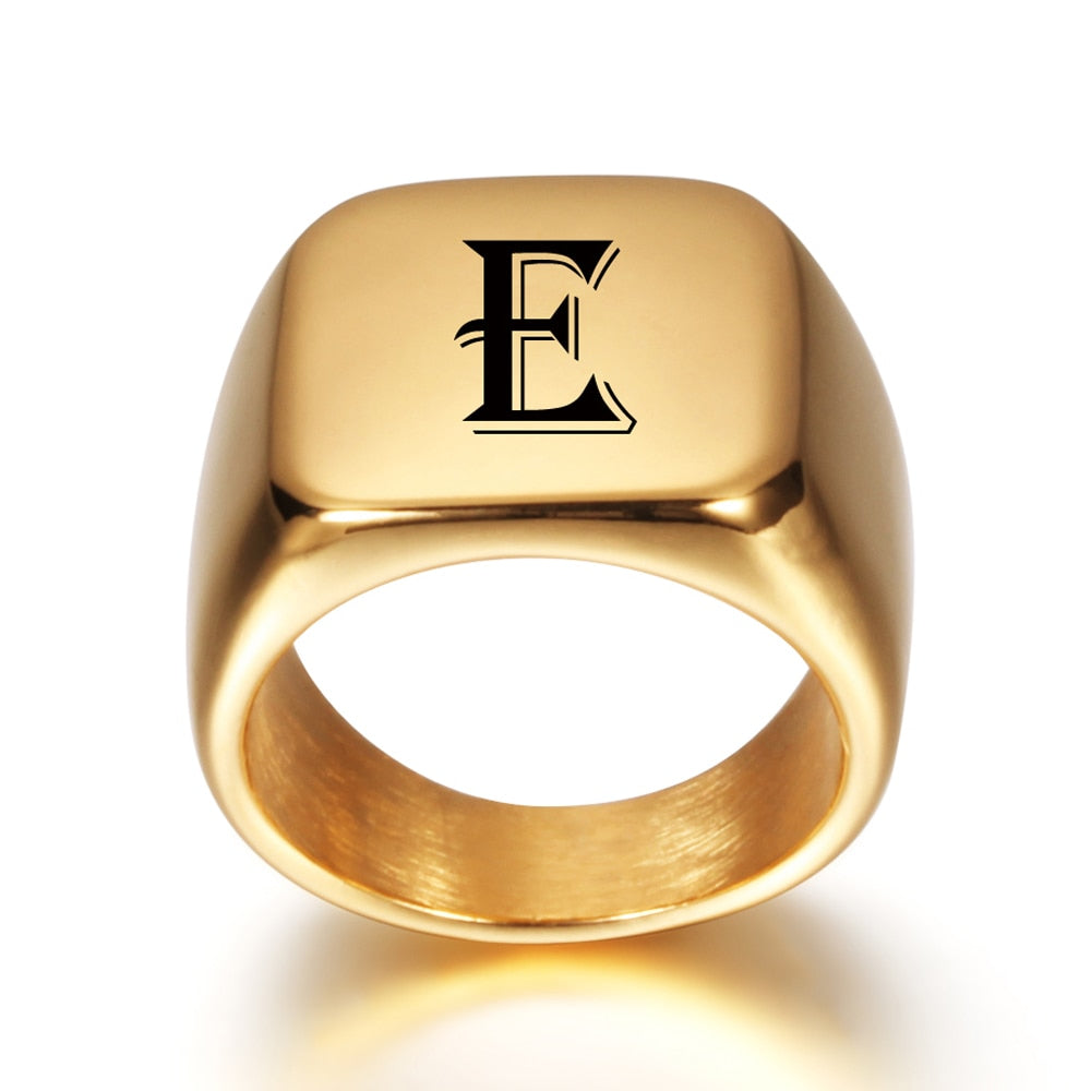 Personalised Initial Engrave  Alphabet Signet  Ring