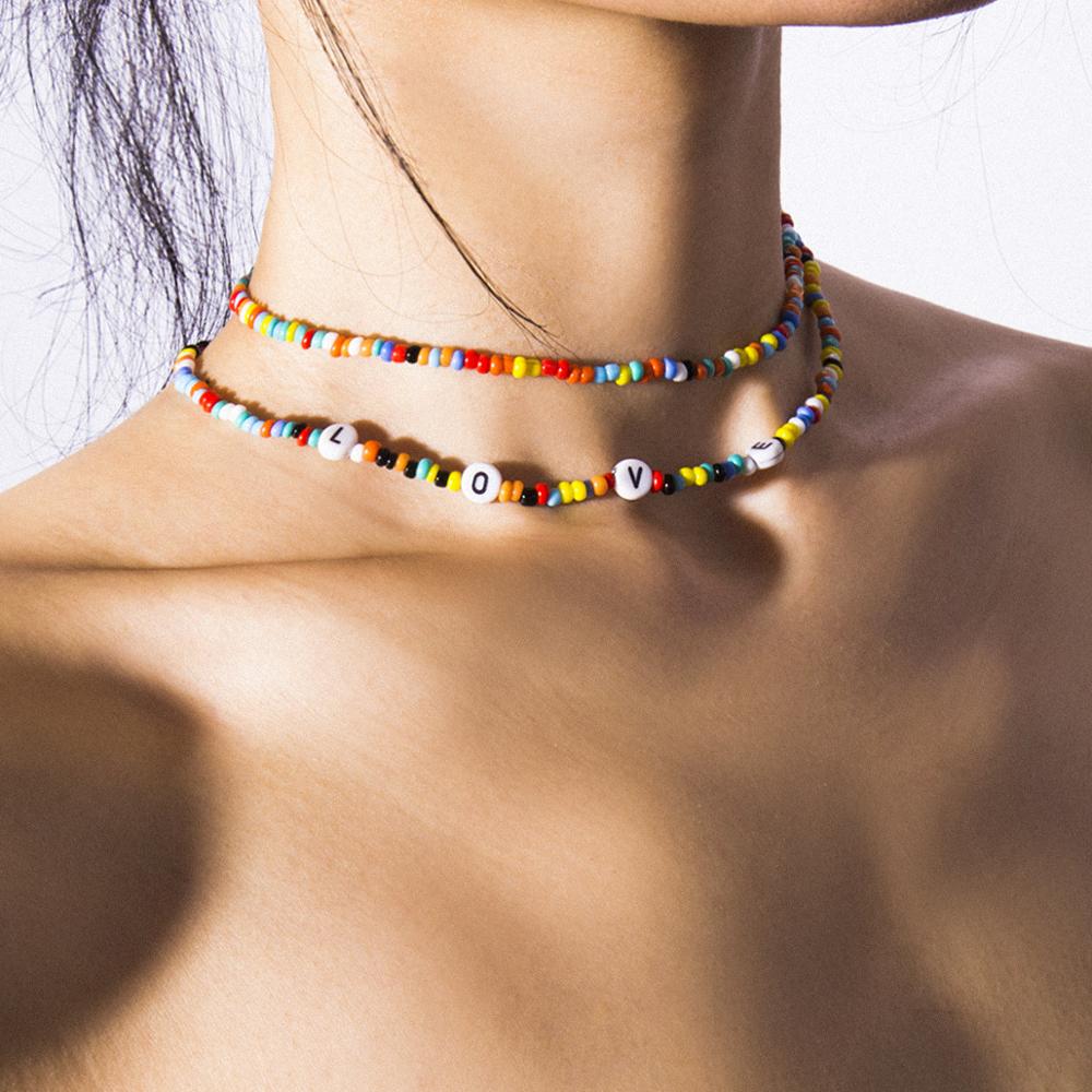 Bohemia handmade rainbow beads candy  Necklace