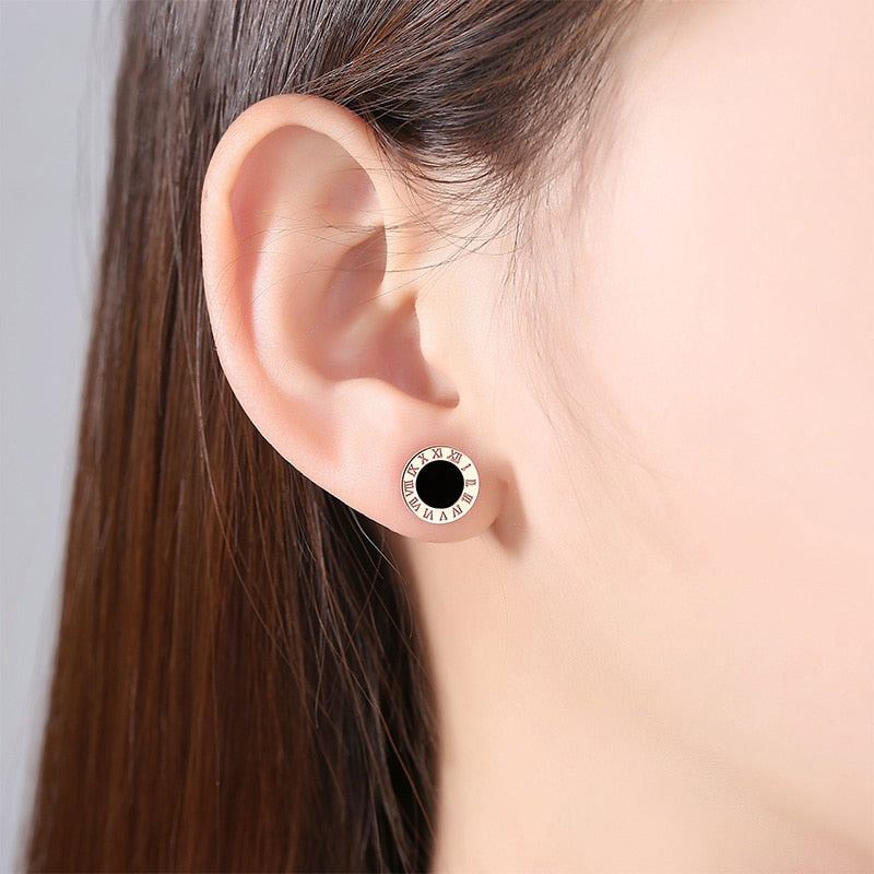 Korean Simple Statement Earrings Stainless Steel Stud Earrings