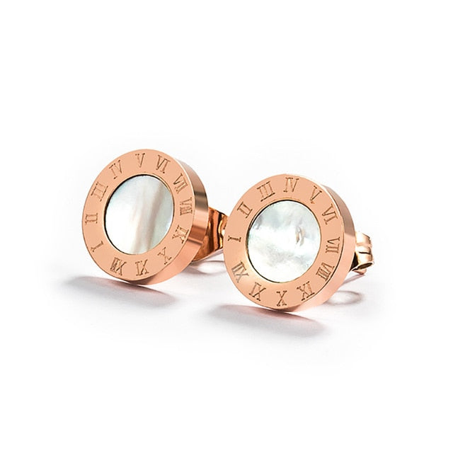 Women Vintage Roman Numeral Crystal Small Earing