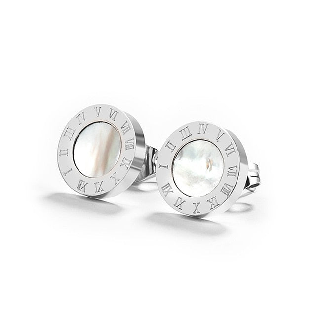 Women Vintage Roman Numeral Crystal Small Earing
