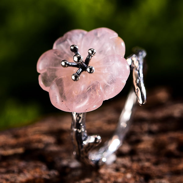 925 Sterling Silver  Cute Flower in the Rain Ring Open Rings