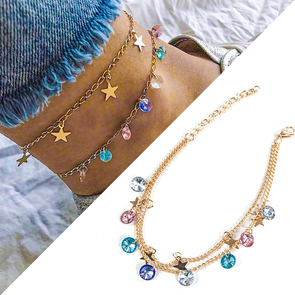 Modern Simple Multi-layer Star Anklets Set For Women
