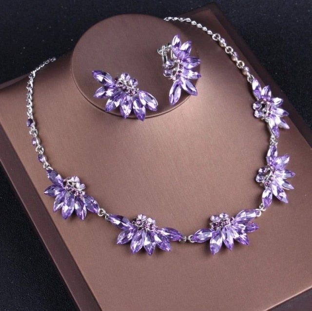 Noble Purple Crystal Bridal Jewelry Sets