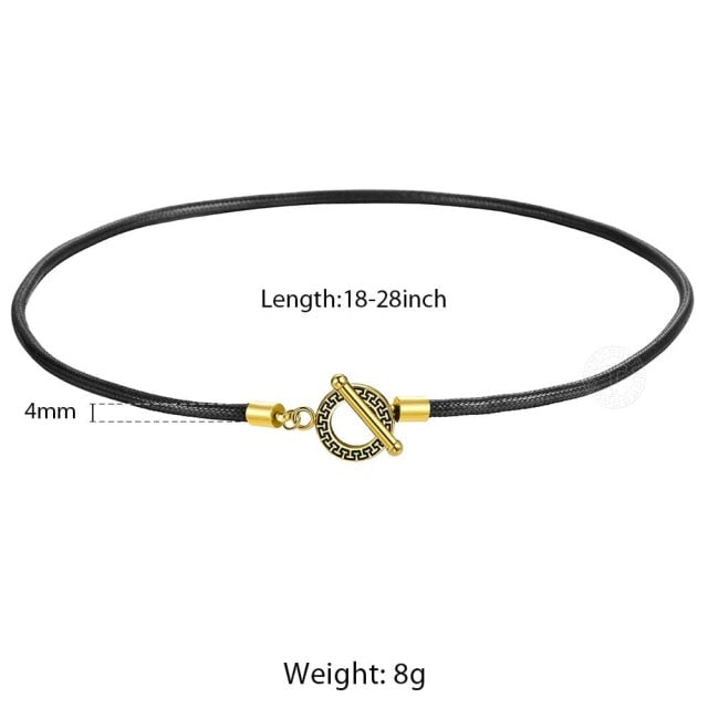 Brown Black Man-made Leather Necklaces