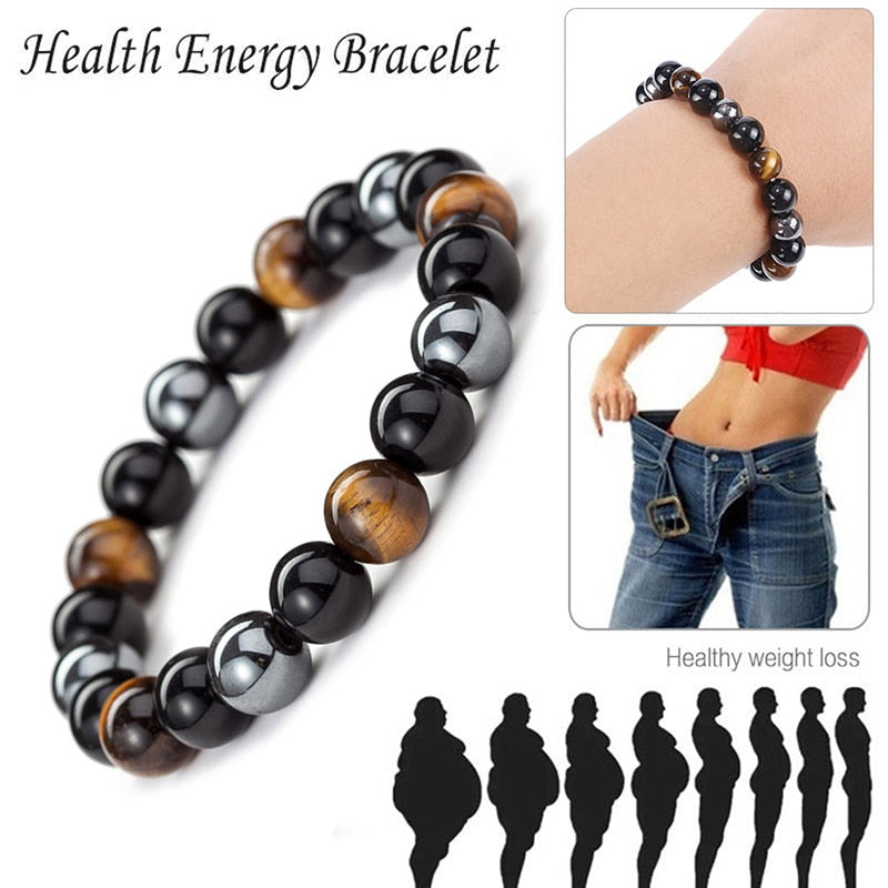 Hot Magnetic Tiger Eye Hematite Stone Bead Couple Bracelet