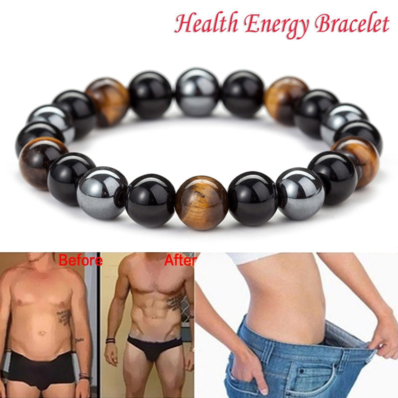 Hot Magnetic Tiger Eye Hematite Stone Bead Couple Bracelet