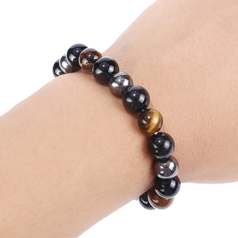 Hot Magnetic Tiger Eye Hematite Stone Bead Couple Bracelet