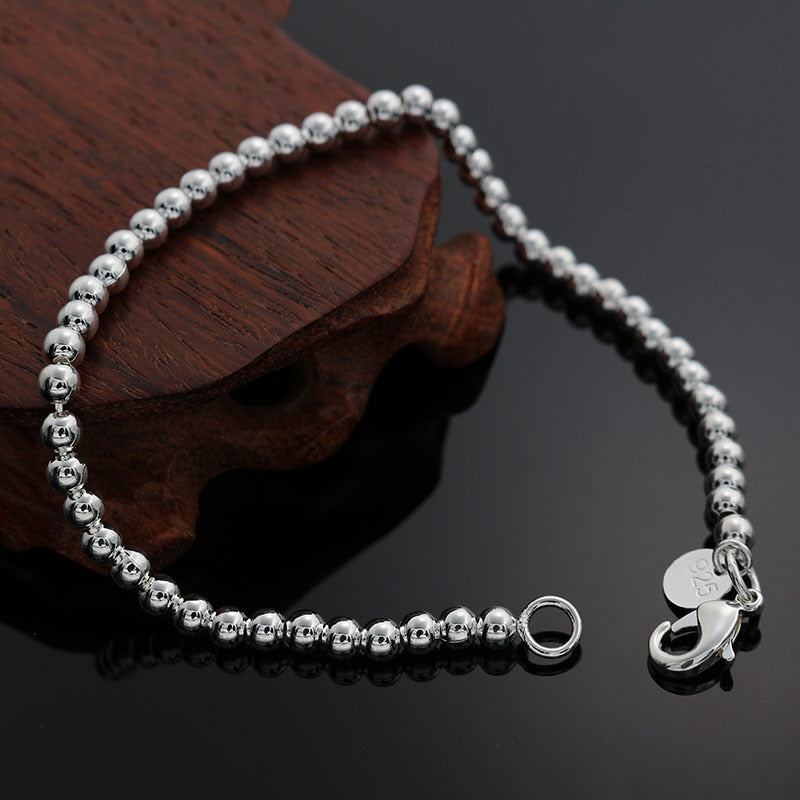 Gold color silver color 4MM beads chain women Letter cute Bracelet