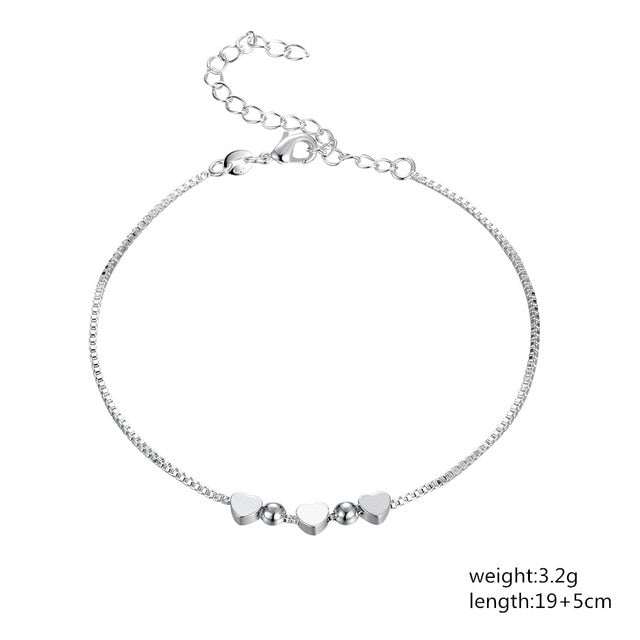 Gold color silver color 4MM beads chain women Letter cute Bracelet