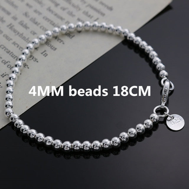 Gold color silver color 4MM beads chain women Letter cute Bracelet