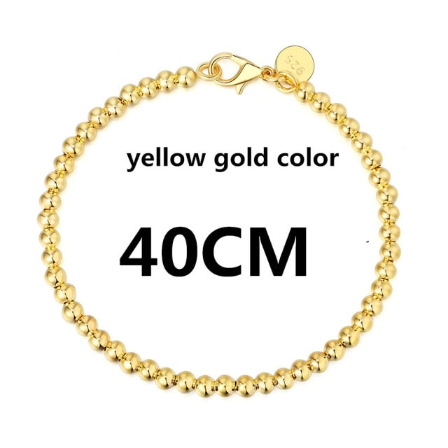 Gold color silver color 4MM beads chain women Letter cute Bracelet