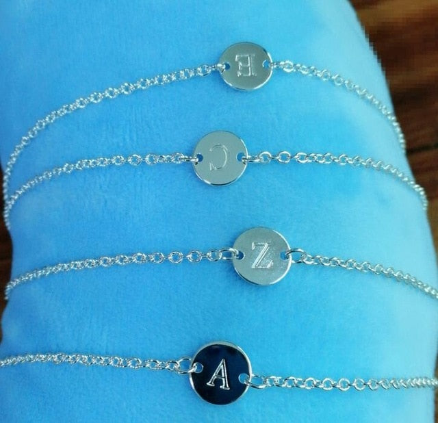 Gold color silver color 4MM beads chain women Letter cute Bracelet