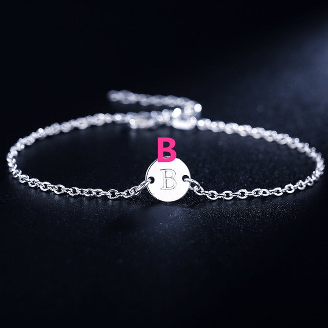 Gold color silver color 4MM beads chain women Letter cute Bracelet
