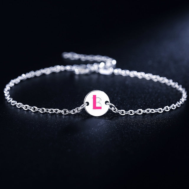 Gold color silver color 4MM beads chain women Letter cute Bracelet