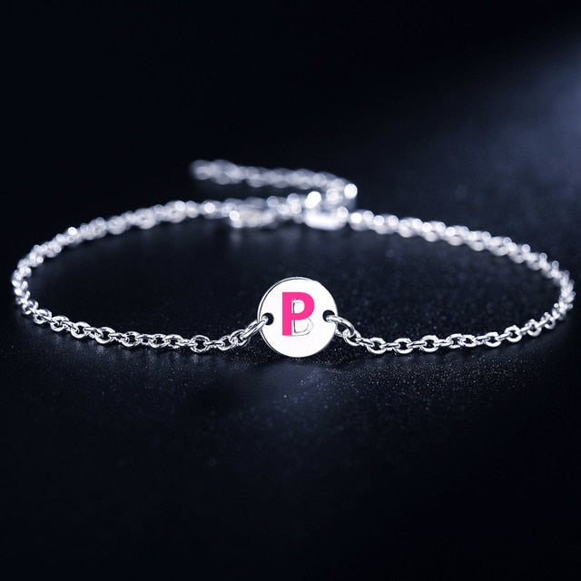 Gold color silver color 4MM beads chain women Letter cute Bracelet