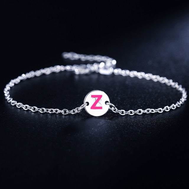Gold color silver color 4MM beads chain women Letter cute Bracelet