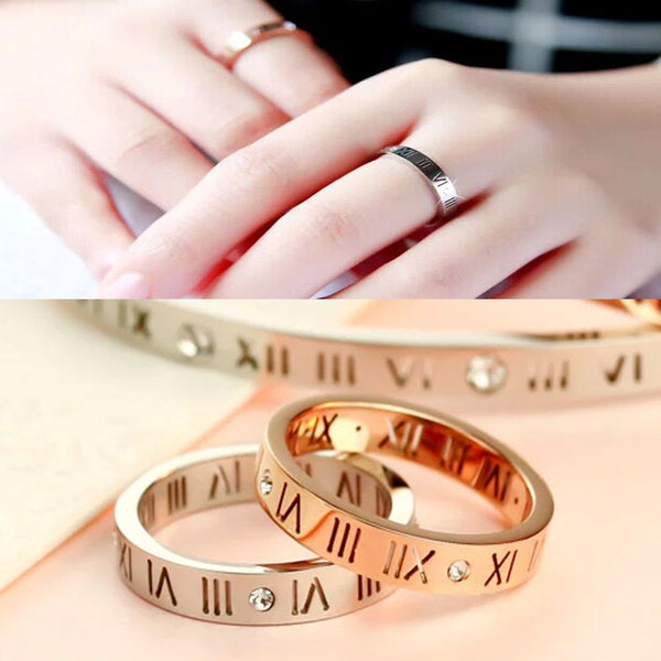 Anillos con números romanos de joyería de acero y titanio para mujer