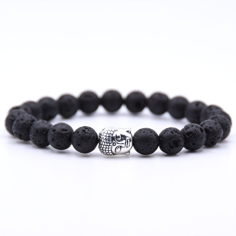 Buddha Head Bracelets Tiger Eye Lava Beads Bracelet