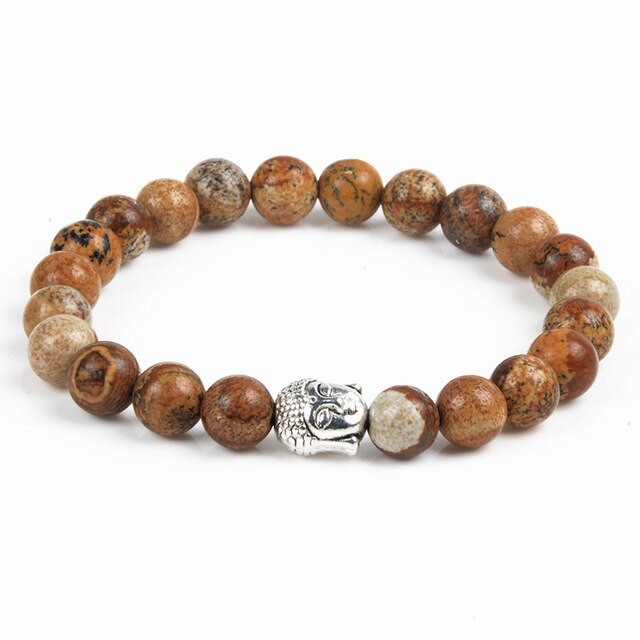 Buddha Head Bracelets Tiger Eye Lava Beads Bracelet
