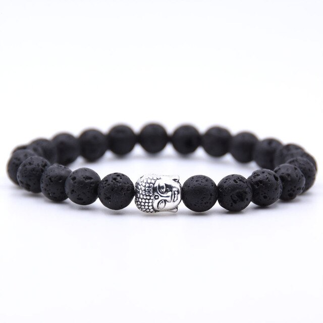Buddha Head Bracelets Tiger Eye Lava Beads Bracelet
