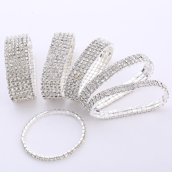 Pulseras elásticas de cristal brillante de moda para mujer