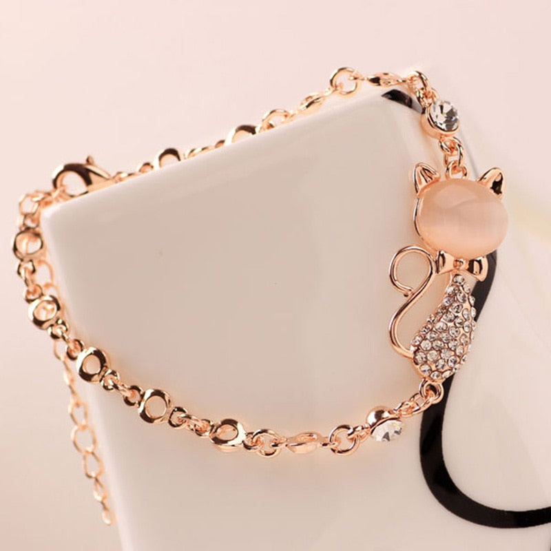 Rose Gold Alloy Lovely Cat Bracelets for Women