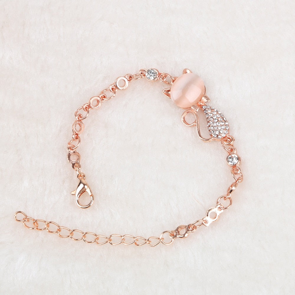 Rose Gold Alloy Lovely Cat Bracelets for Women