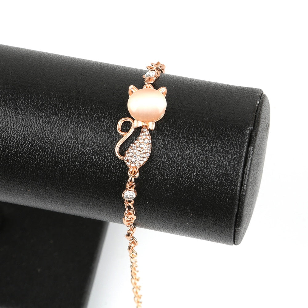 Rose Gold Alloy Lovely Cat Bracelets for Women