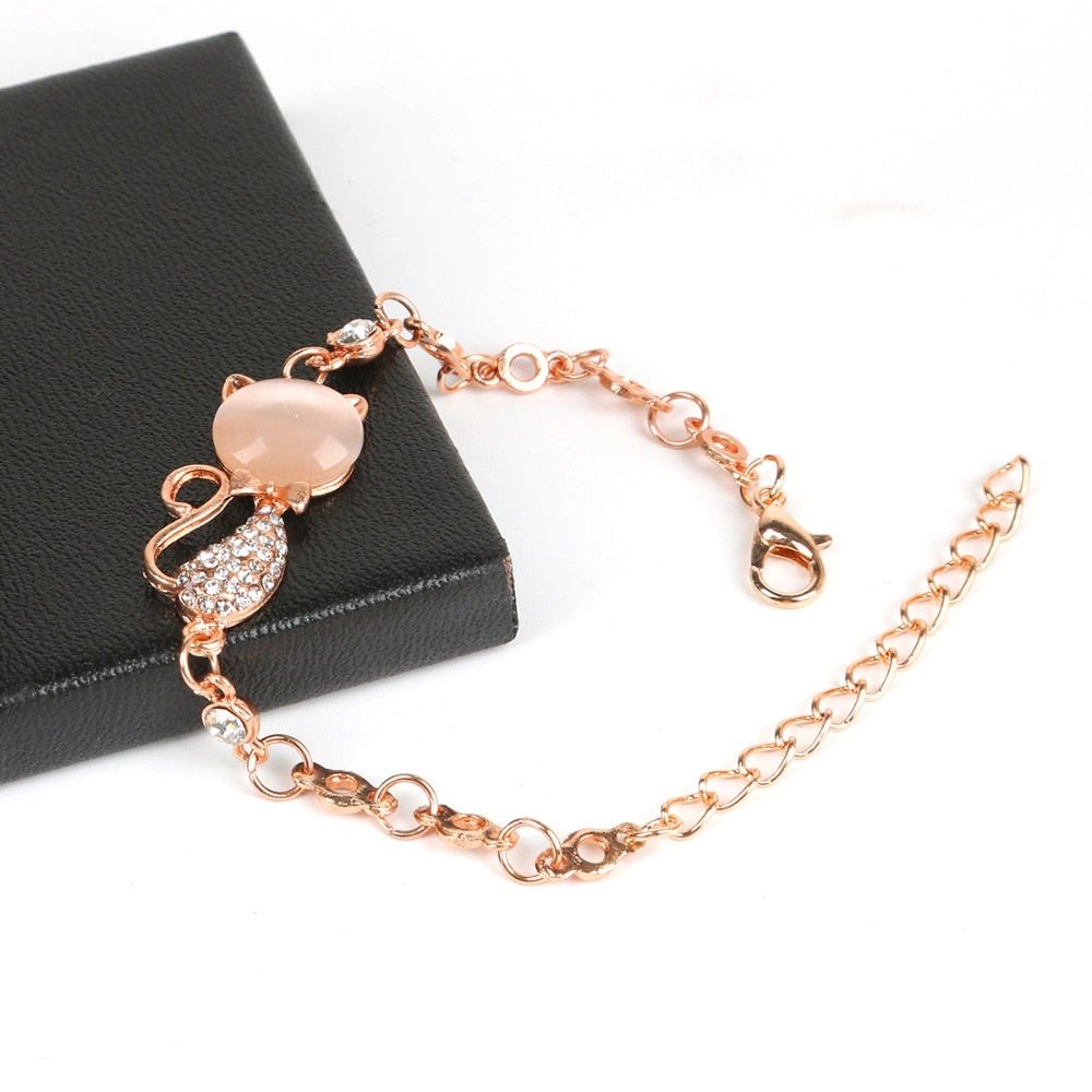 Rose Gold Alloy Lovely Cat Bracelets for Women