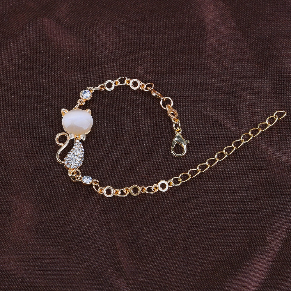 Rose Gold Alloy Lovely Cat Bracelets for Women