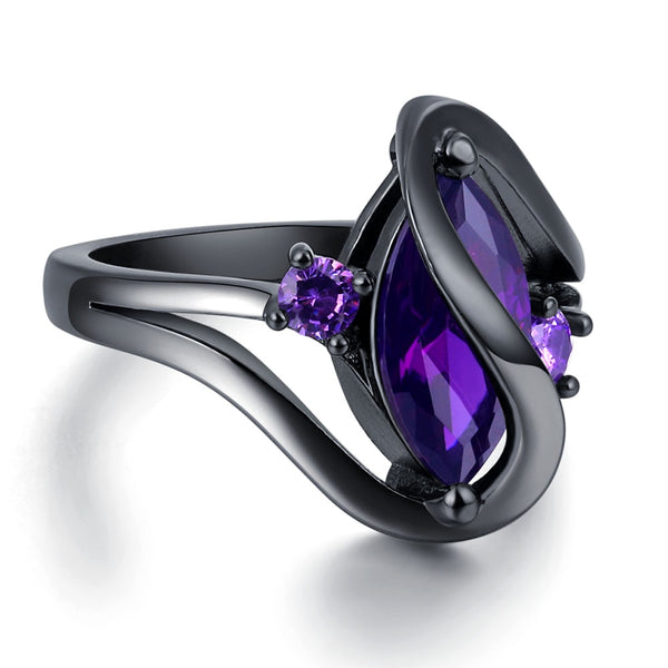 Luxury Vintage Purple Zircon CZ Crystal Colorful Rings For Women