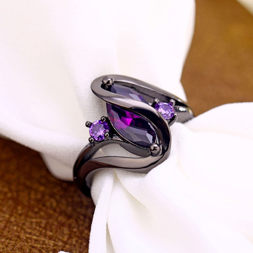Luxury Vintage Purple Zircon CZ Crystal Colorful Rings For Women