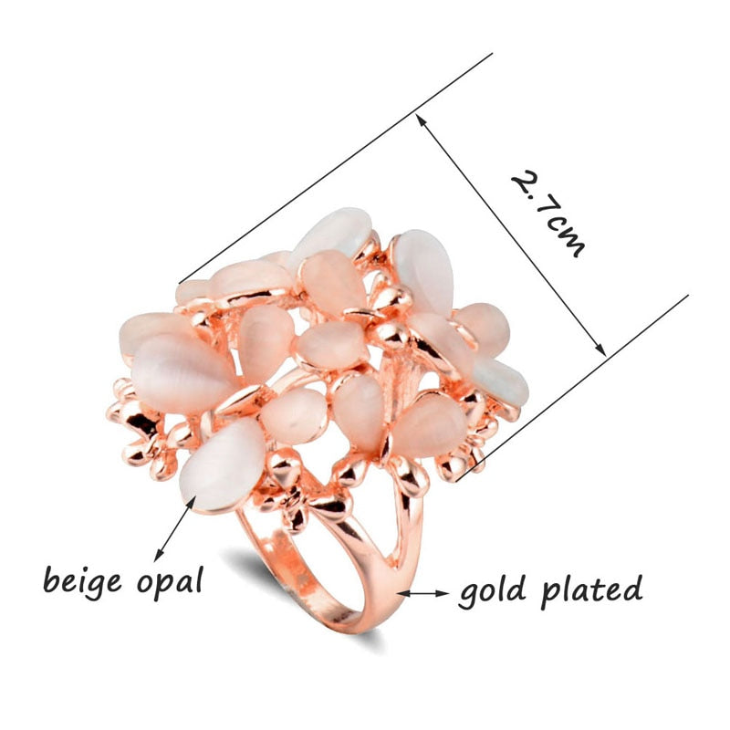 Luxurious Beige Opal Butterfly Big Rings