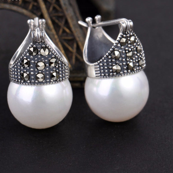 Pendientes de nácar natural en plata de ley 925