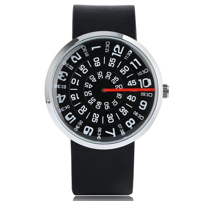 Turntable Numbers Dial Men Women Quartz Wrist Watch