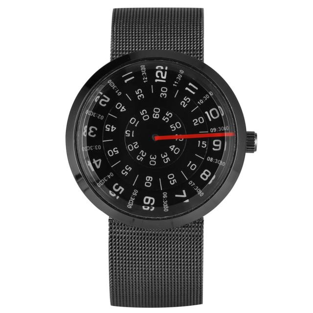 Turntable Numbers Dial Men Women Quartz Wrist Watch