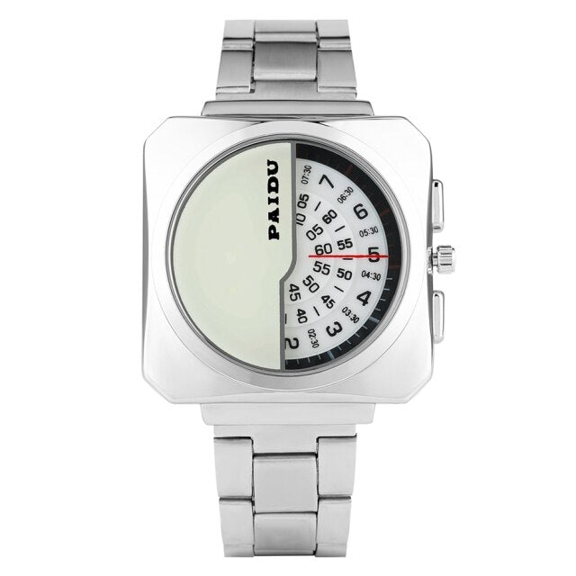 Turntable Numbers Dial Men Women Quartz Wrist Watch